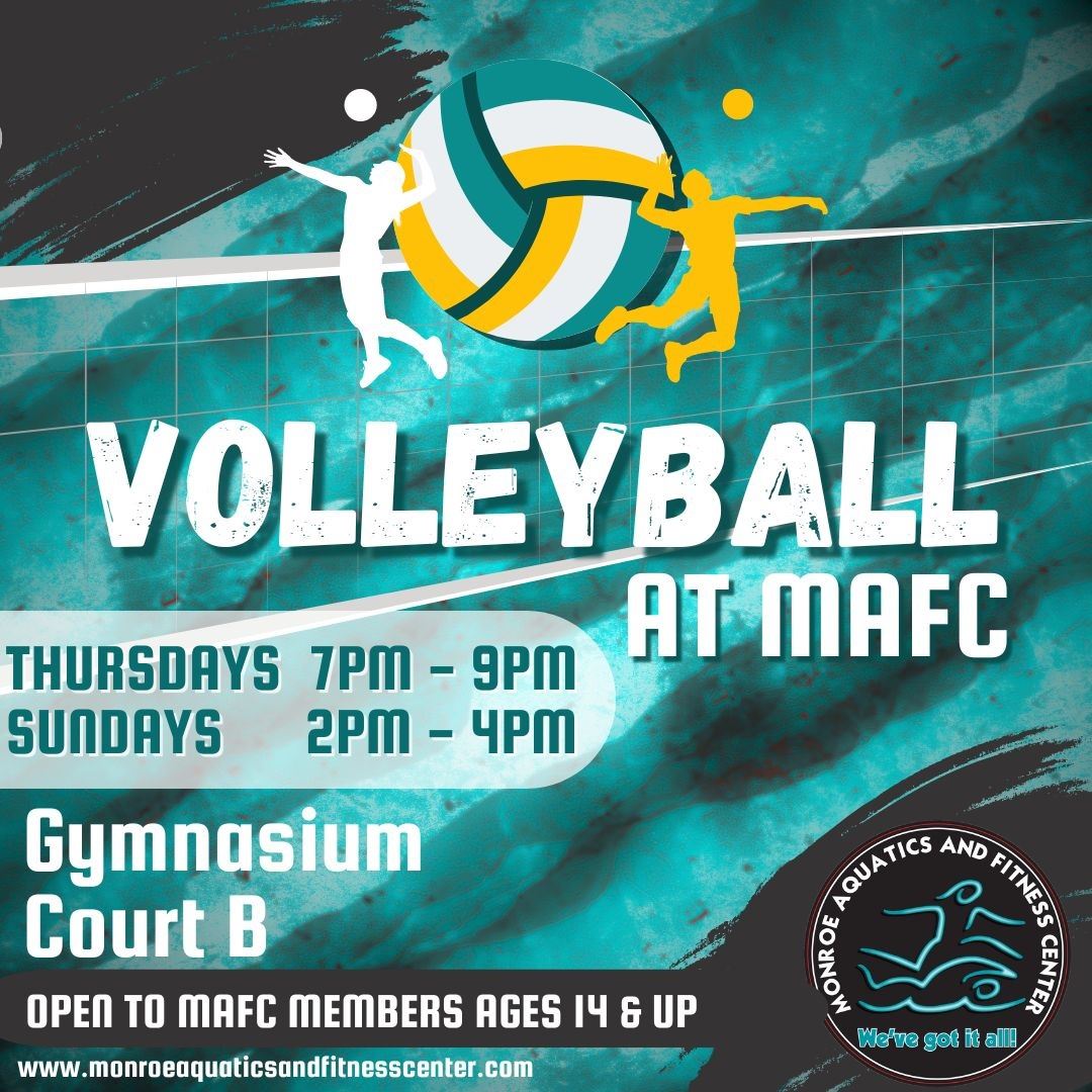 Volleyball at MAFC - Thursdays 7 to 9 p.m. and Sundays 2 to 4 p.m.