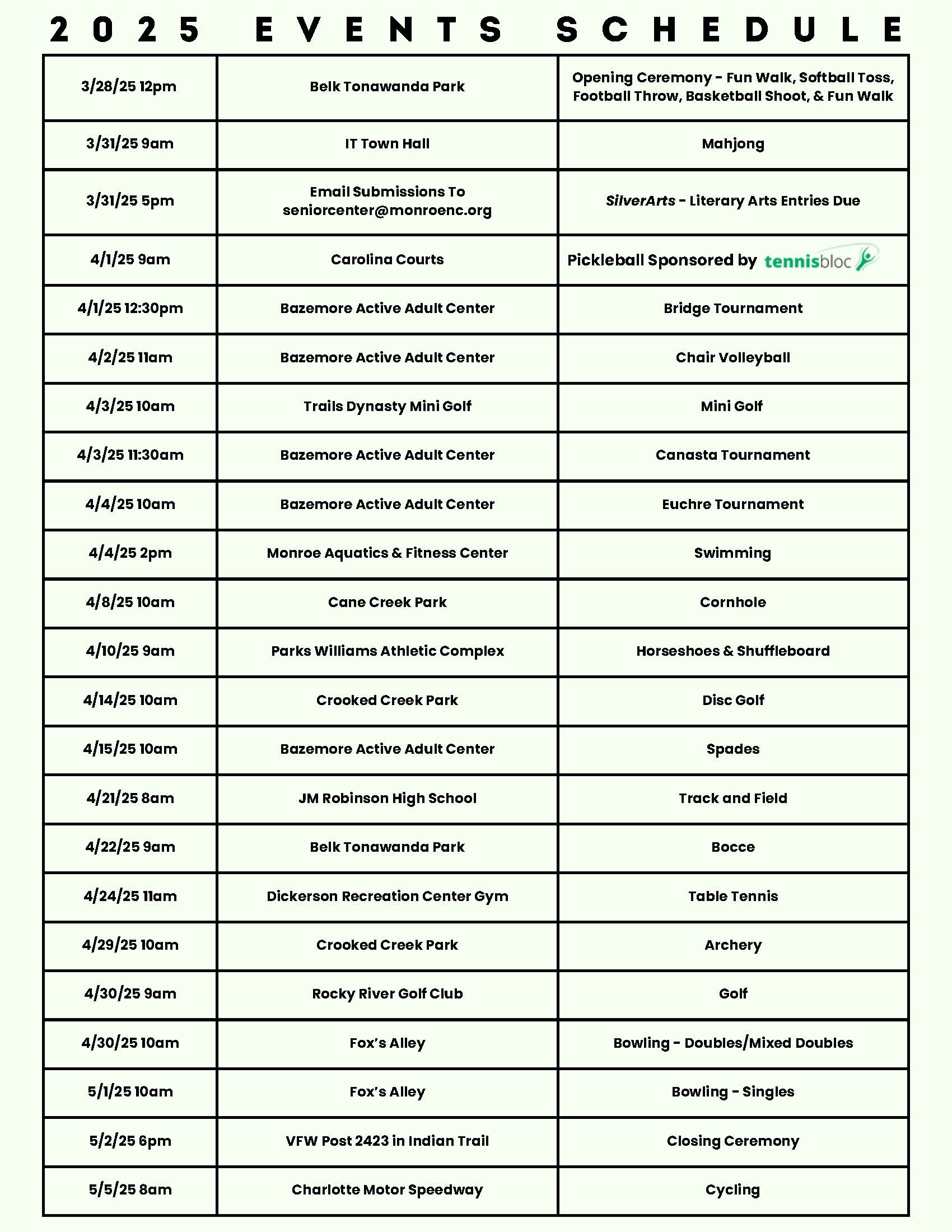 2025 United Senior Games Registration Events Flyer